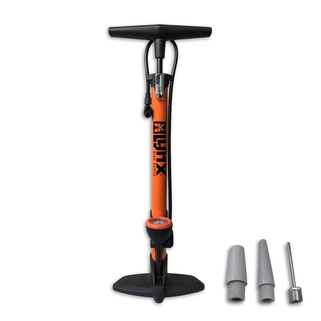 Floor pump with pressure gauge - 12 bar - Orange