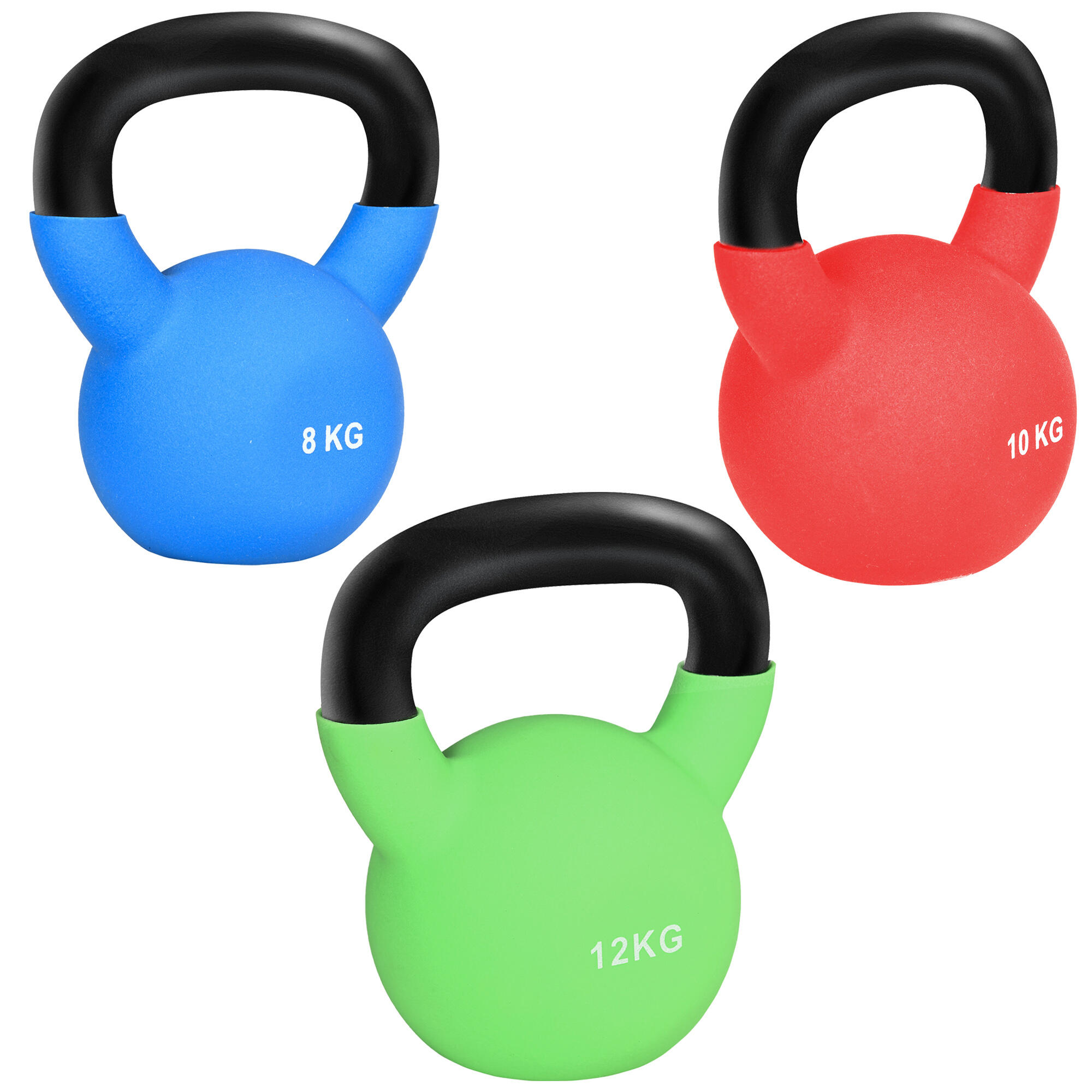 Conjunto de 3 kettlebell homcom 20x13x23 cm multicor