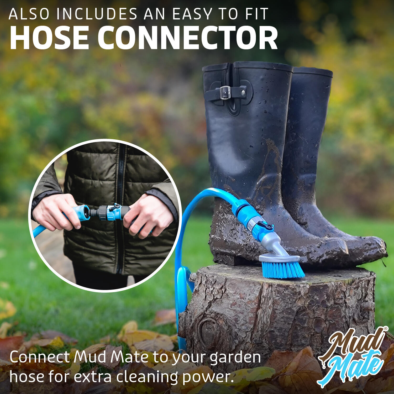 Mud Mate Multi-Use Boot Cleaner Brush & Scraper - for Muddy Boots & Shoes - with 6/7