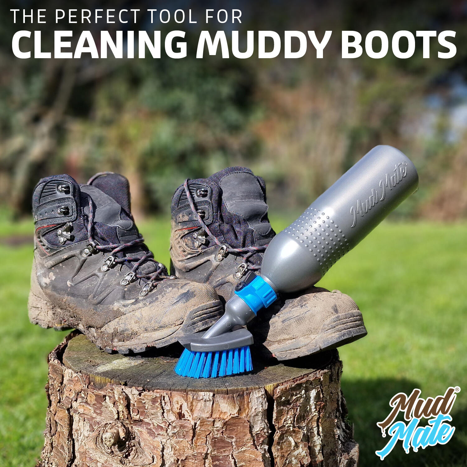 Mud Mate Multi-Use Boot Cleaner Brush & Scraper - for Muddy Boots & Shoes - with 3/7