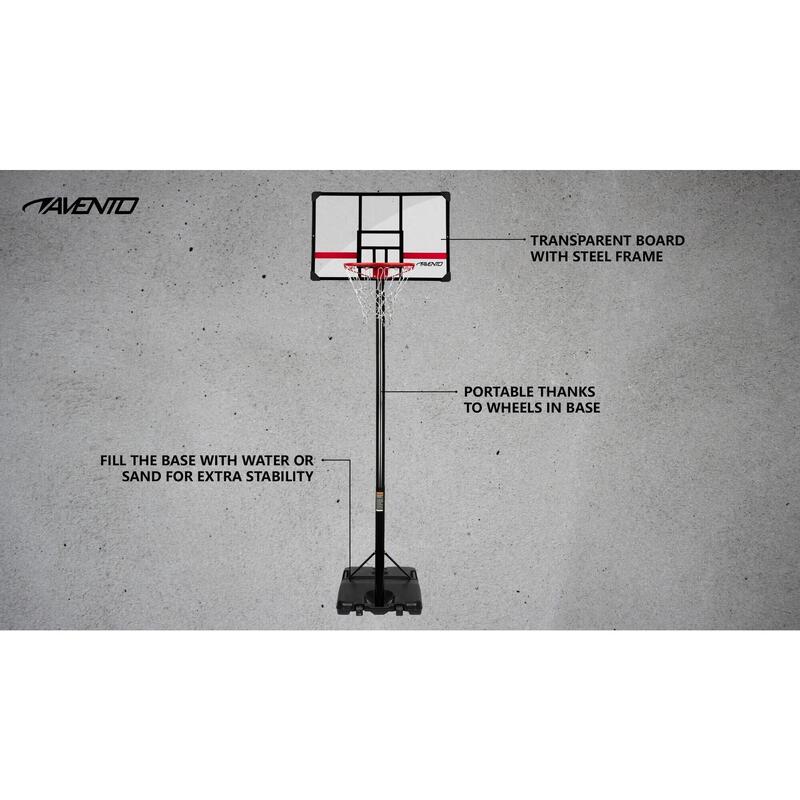 Sistem Baschet Portabil Avento Legendary, 107x72x3 cm, Negru/Transp./Rosu, uni