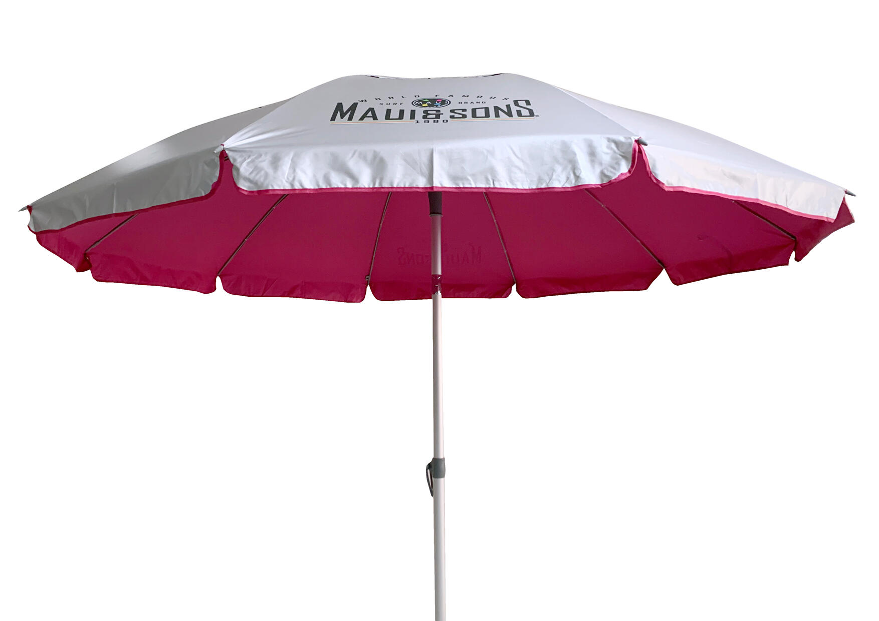 Umbrelă plajă Maui & Sons XL 220 cm, UPF50+, rabatabilă, gri/roz