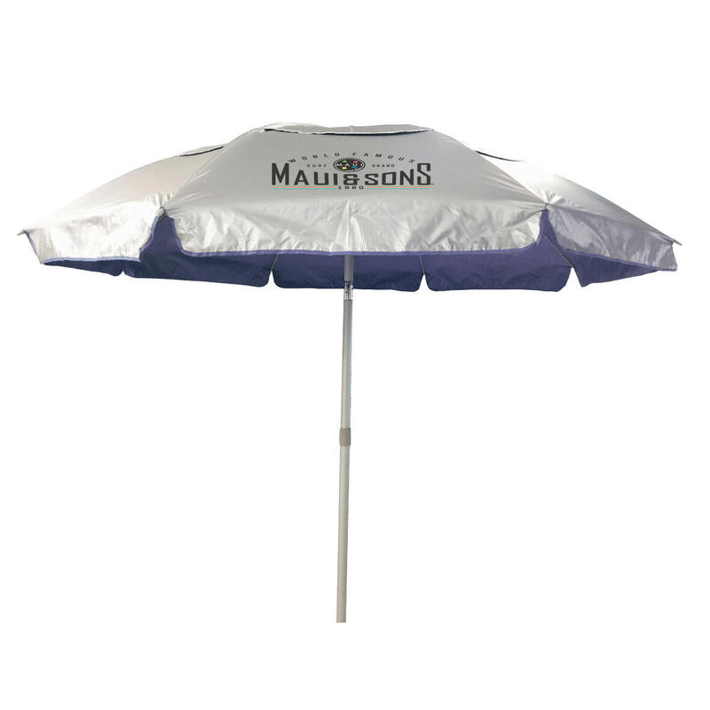 Umbrelă plajă Maui & Sons XL 220 cm, UPF50+, rabatabilă, Gri/Mov
