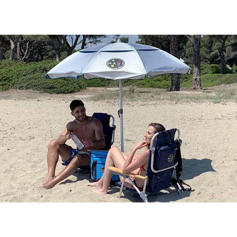 Umbrela plaja Maui&Sons 190 cm, UltraLight, rabatabila,UPF50+, husa , Albastru