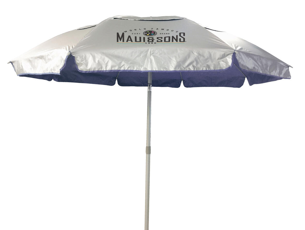 Umbrelă plajă Maui & Sons XL 220 cm, UPF50+, rabatabilă, Gri/Mov