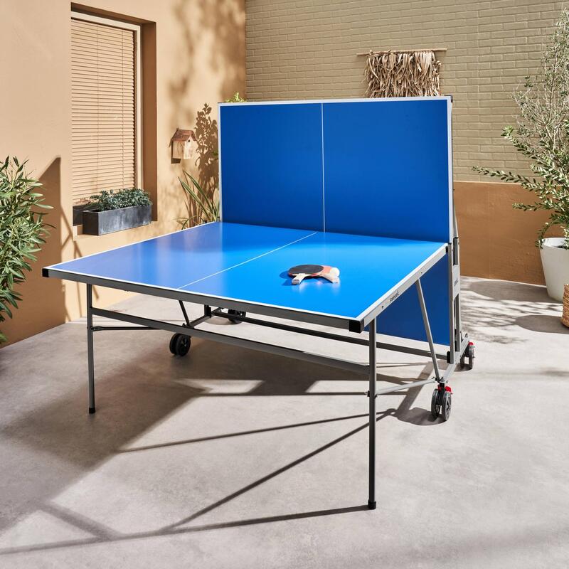 Table de ping pong INDOOR bleue, avec 4 raquettes et 6 balles, pour utilisation