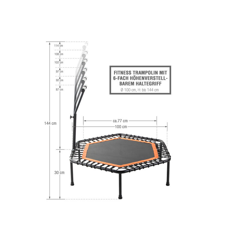 Fitness Trampoline - Oranje - ø 100 cm - Met verstelbaar handvat