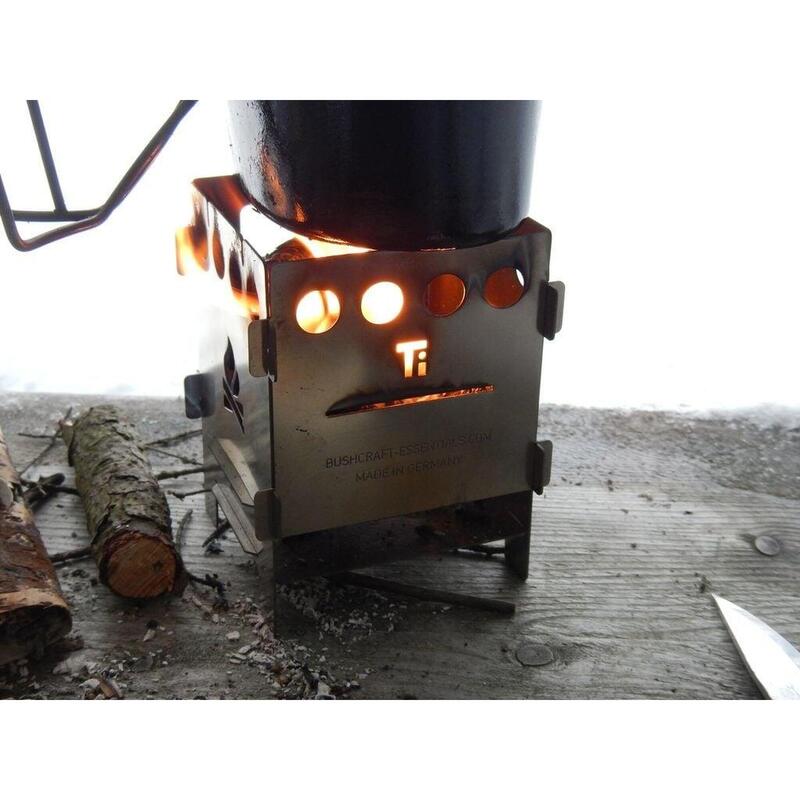 Bushcraft Essentials Bushbox Titanium Outdoor Pocket Stove Woodstove