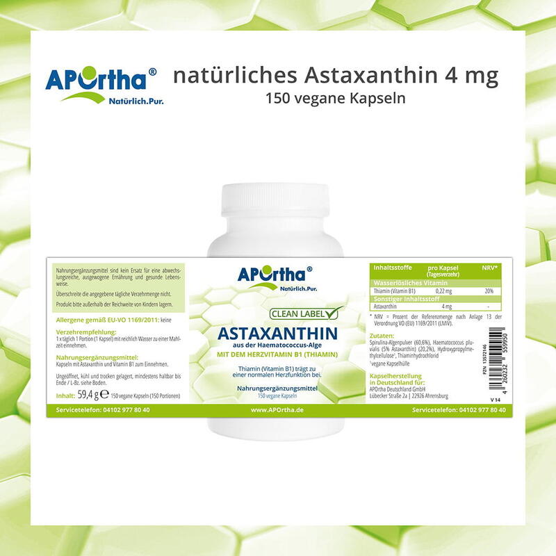 Natürliches Astaxanthin 4 mg - 150 vegane Kapseln