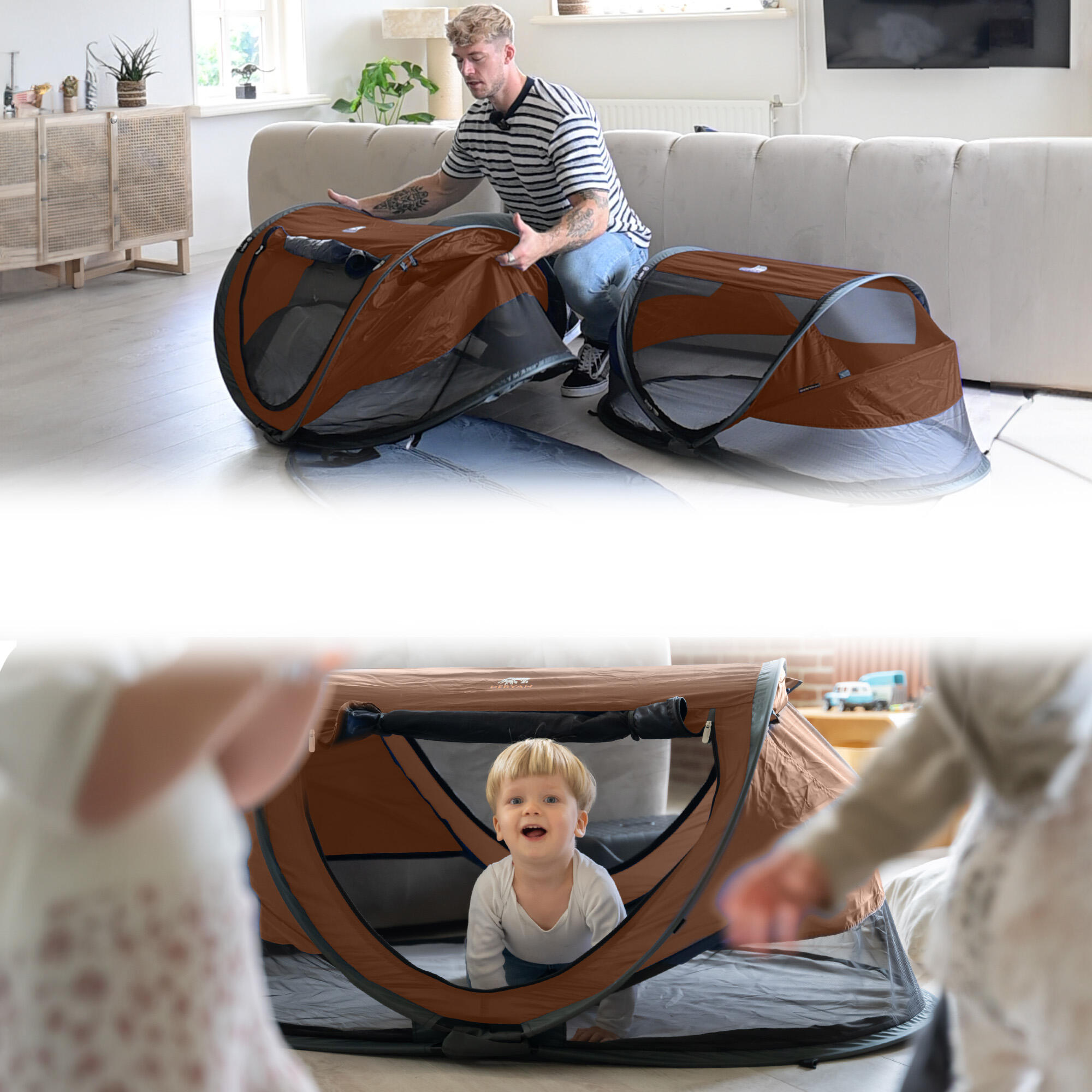 Deryan Peuter Luxe Campingbett - Inklusive selbstaufblasbarer Matratze – Caramel 5/7