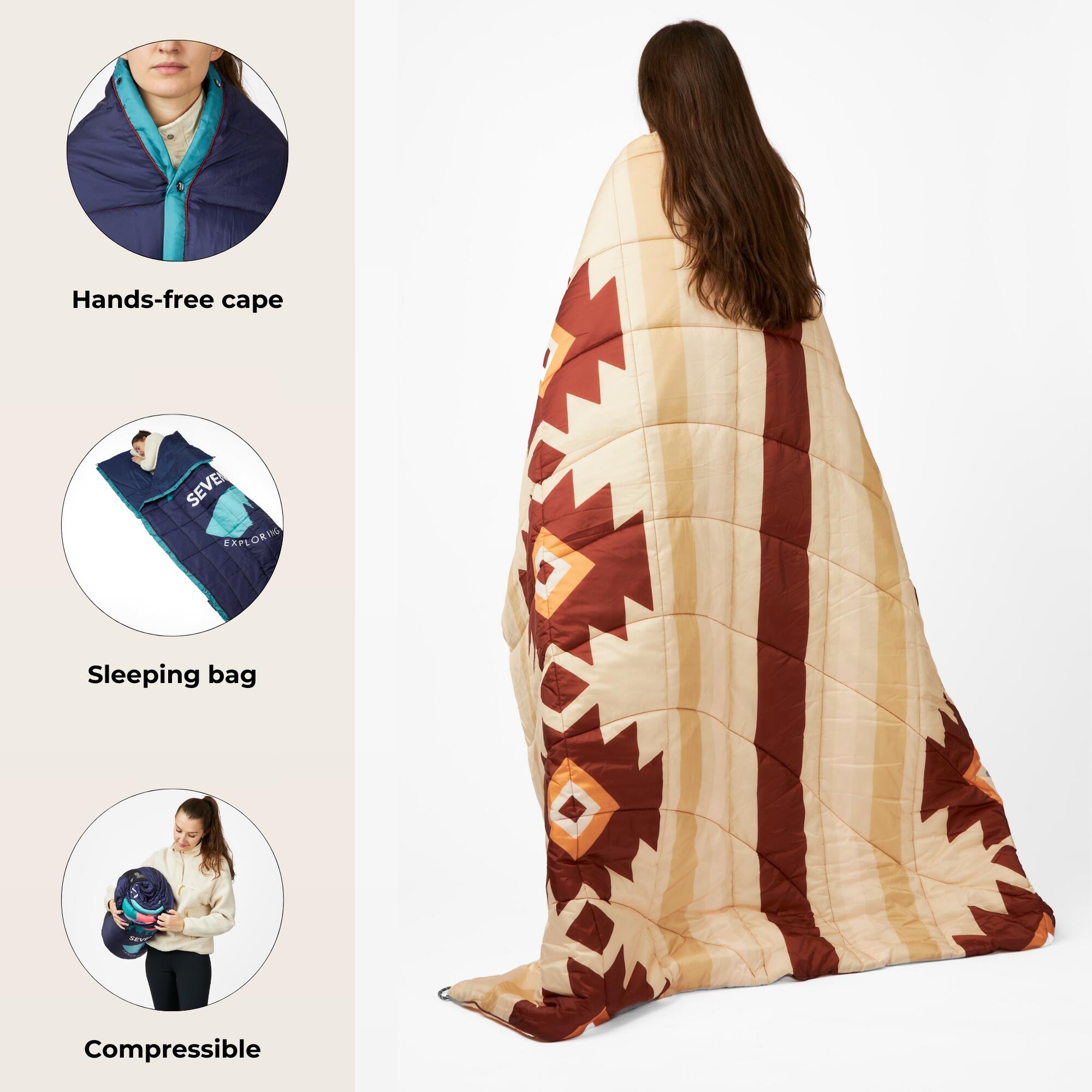 XL Outdoor-Bettdecke Seven Peaks Navajo beige 200x180cm 4/7