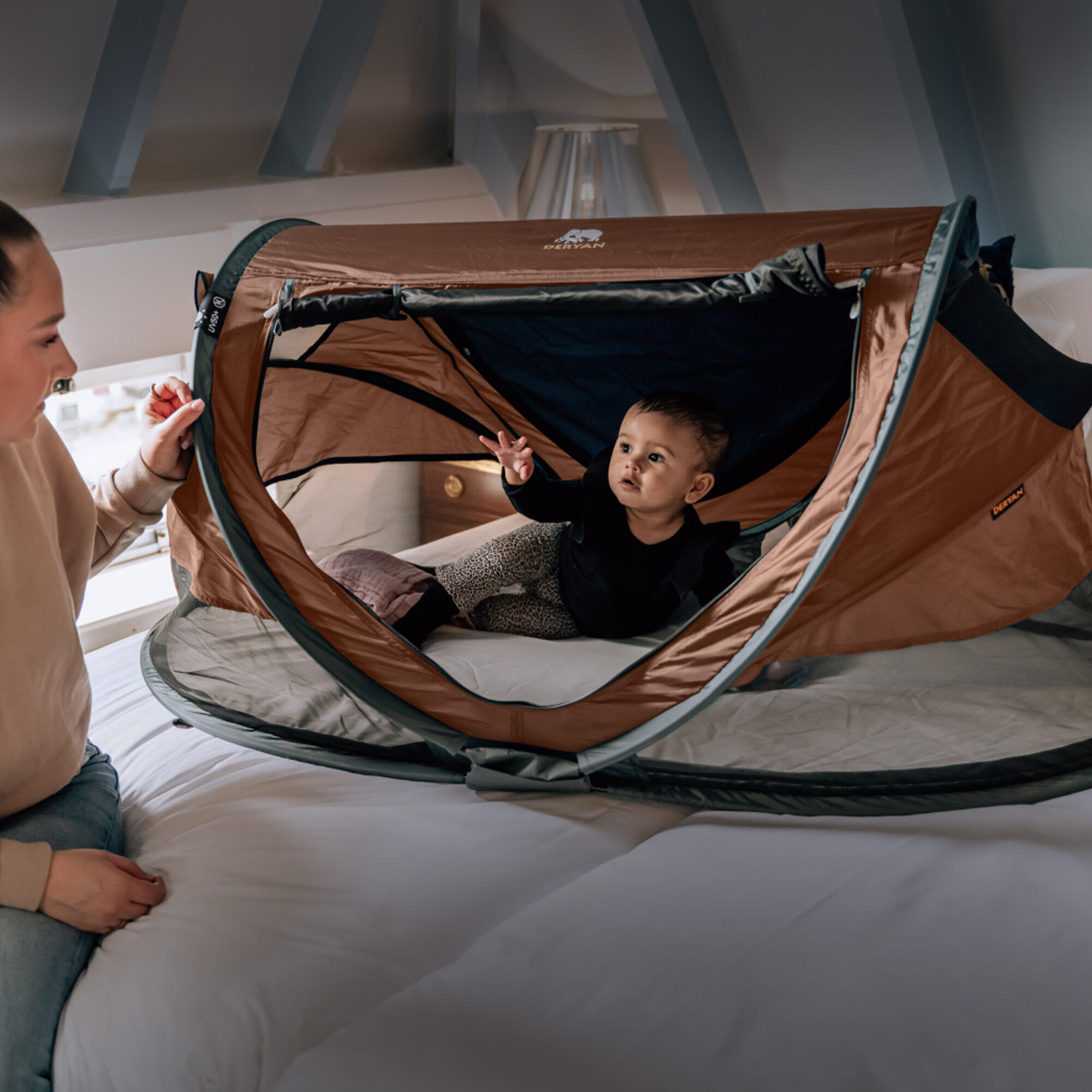 Deryan Peuter Luxe Campingbett - Inklusive selbstaufblasbarer Matratze – Caramel 2/7