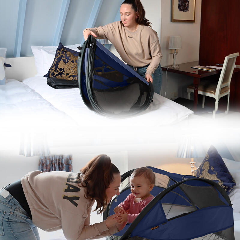 Baby Luxe Campingbedje - Inclusief zelfopblaasbare matras - Navy