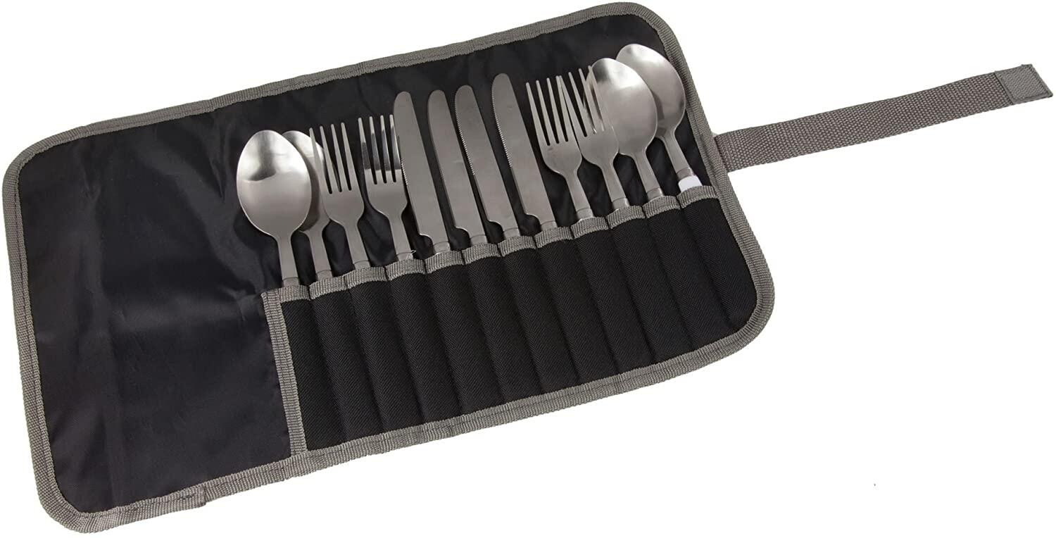 4 Person Adults' Camping Cutlery Set - Black Seal Grey 1/2
