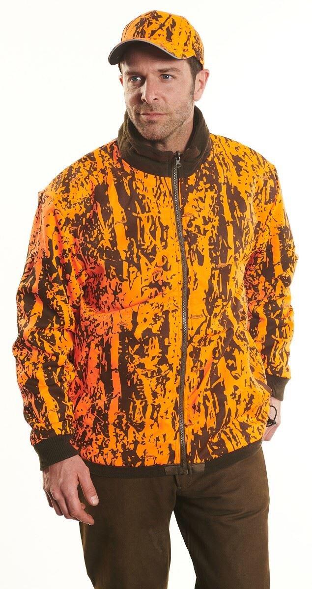 Hubertus® Wende-Fleecejacke Jagdjacke Winterjacke orange oliv warm NEU 4/5