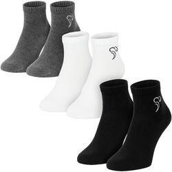 Quarter Sneaker Sokken | 3 Paar | Dames en Heren | Zwart/Grijs/Wit