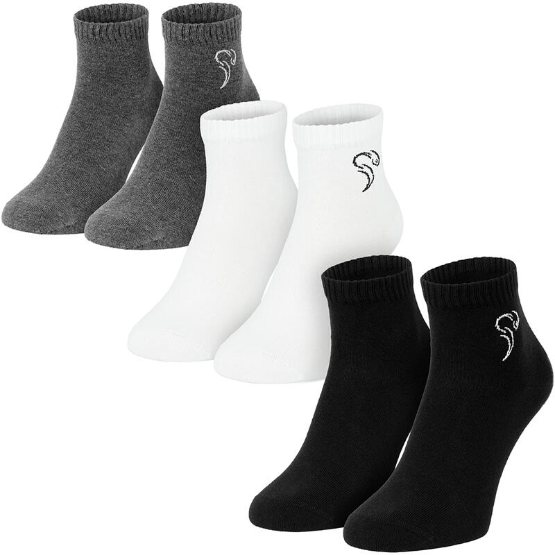 Quarter chaussettes | 3 paires | Femmes et hommes | Noir/Gris/Blanc