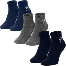 Quarter Sneaker Sokken | 3 Paar | Dames en Heren | Donkerblauw/Blauw/Grijs