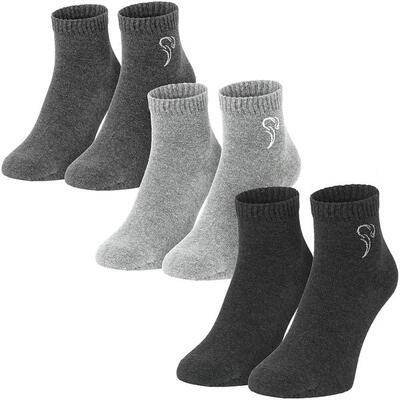 Quarter Sneaker Socken | 3 Paar | Damen und Herren | Anthrazit/Grau/Hellgrau