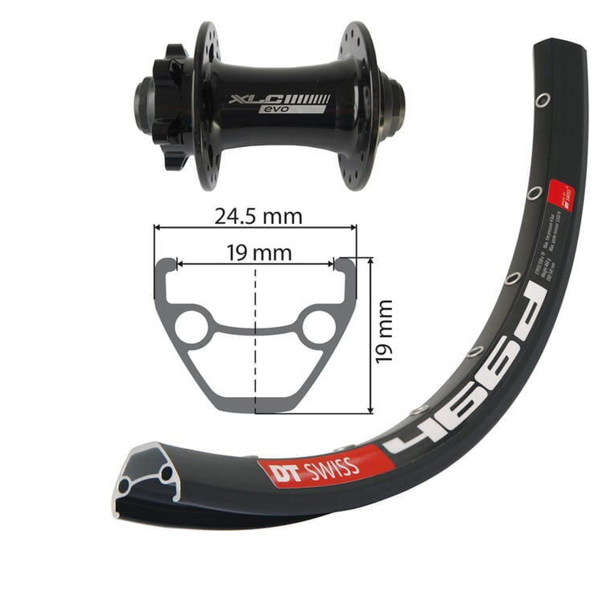 Roue avant 6 vis XLC TA-15 DT Swiss.D466 100 Va.6.5 A/Oe.