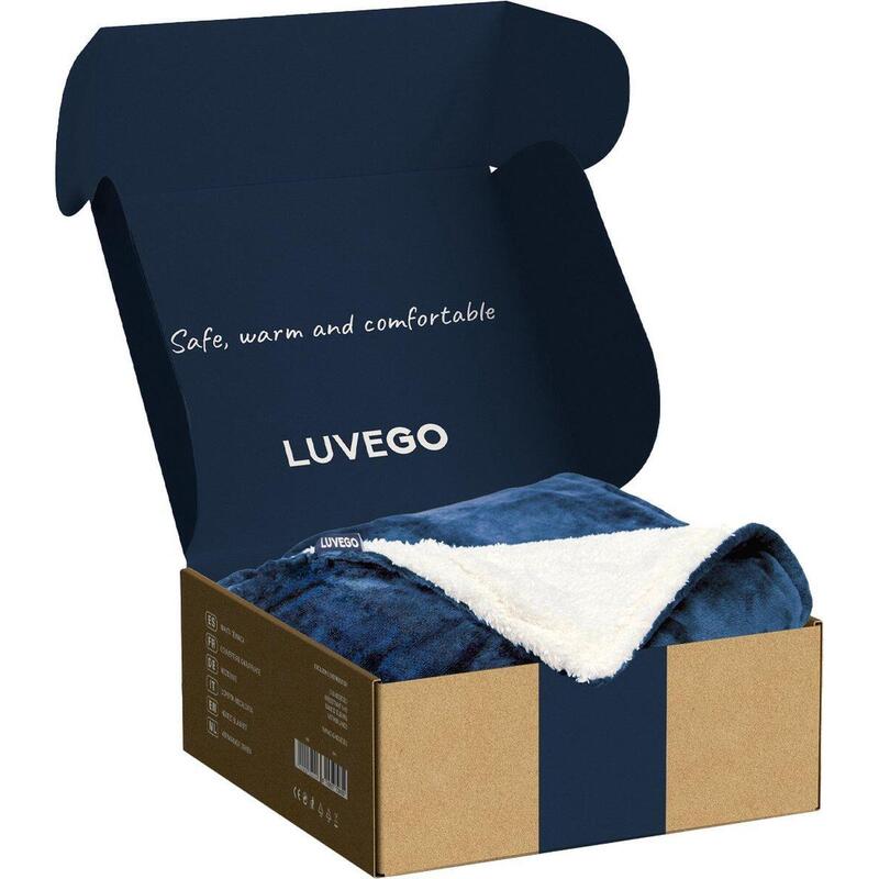 Campeggio Luvego Coperta Elettrica con Pile/Sherpa - Blu Scuro