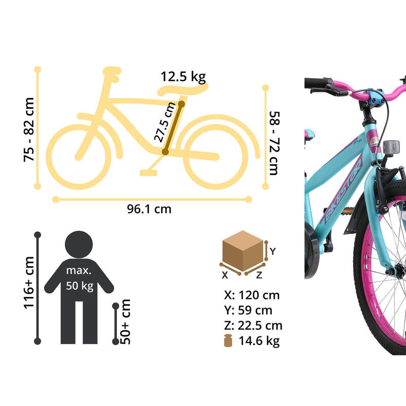 Bikestar kinderfiets Urban Jungle 20 inch paars/turquoise