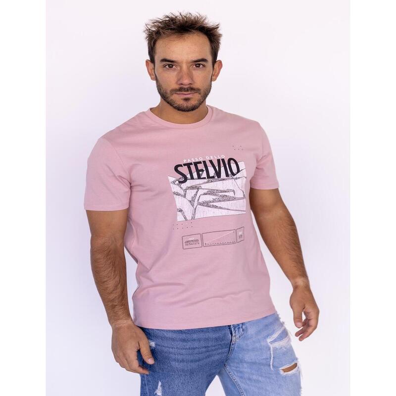 Camiseta Ciclismo Hombre Stelvio Stelvelo Manga Corta Rosa Nude