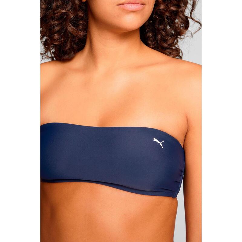 Top de bikini bandeau para mujer Azul Marino