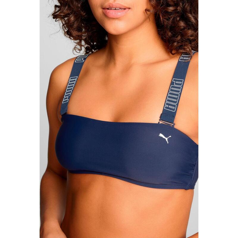 Top de bikini bandeau para mujer Azul Marino