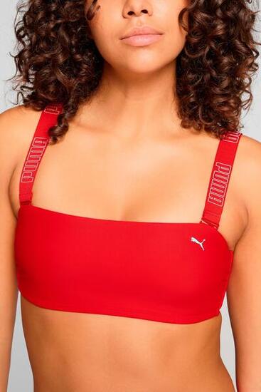 Top de bikini bandeau para mujer Rojo