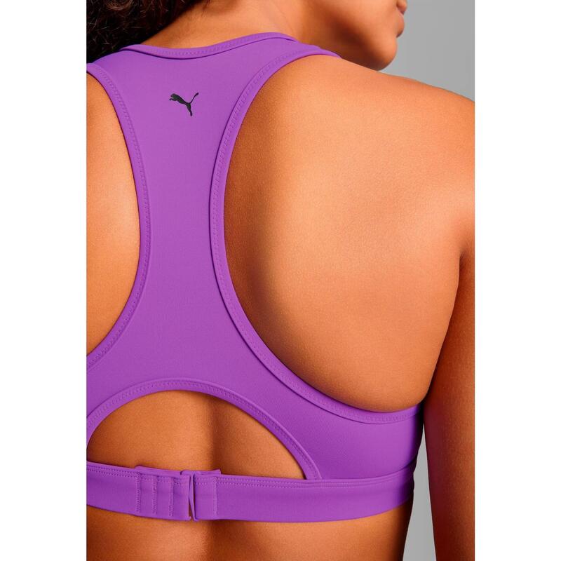 Top de bikini deportivo de escote alto de mujer de morado