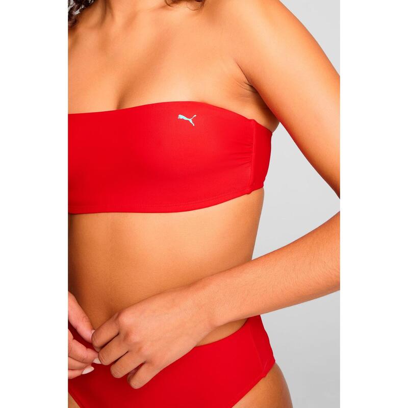 Top de bikini bandeau para mujer Rojo
