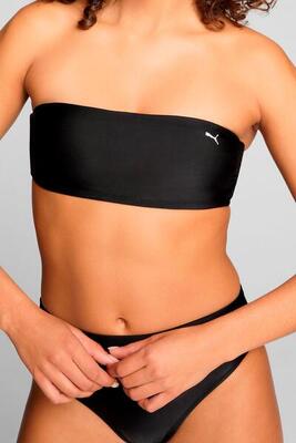 Top de bikini bandeau para mujer Negro