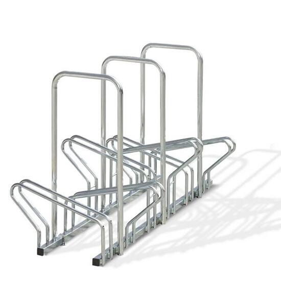 Range 6 vélos au sol face à face avec arceau antivol