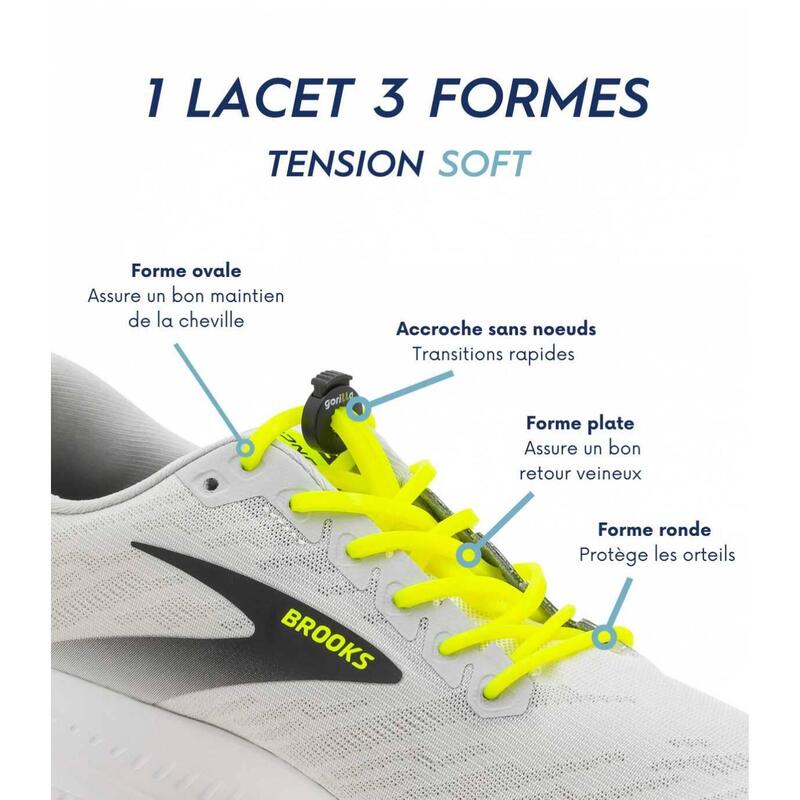 Lacets élastiques pour le triathlon - silicone - noir