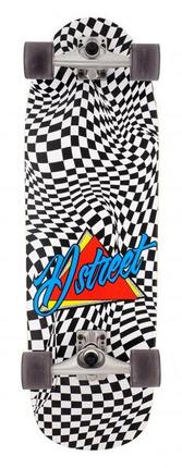 D STREET Surfskate Check Warp Noir Blanc 32
