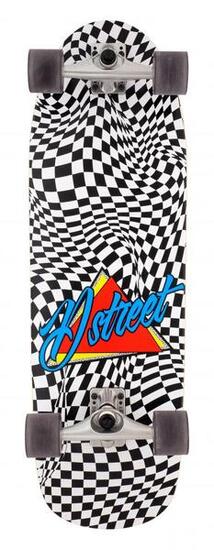 D STREET Surfskate Check Warp Noir Blanc 32