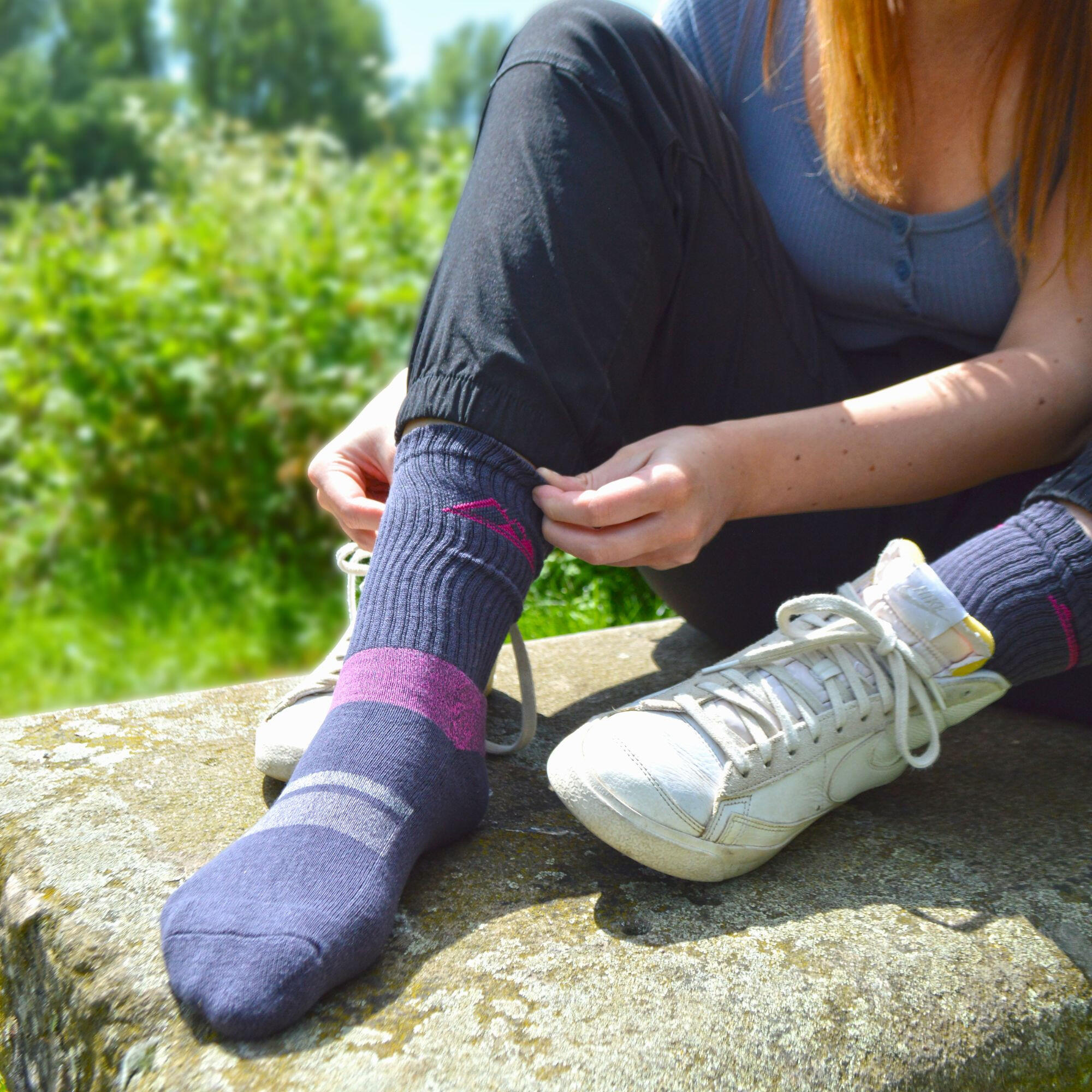 3 Pairs Ladies Anti Blister Cotton Hiking Socks with Padded Sole 5/6