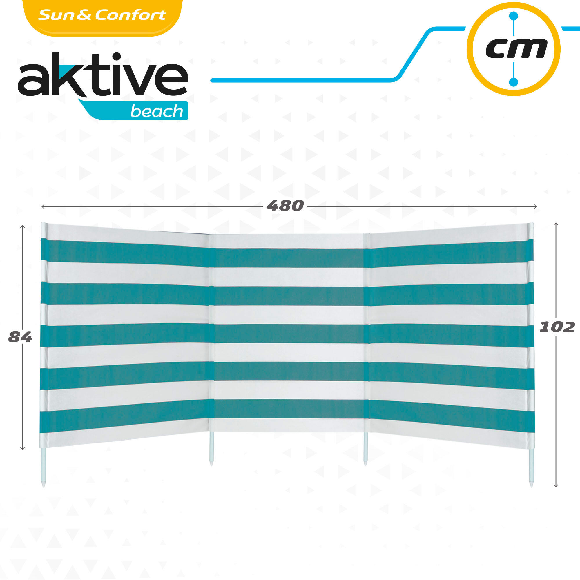 Brise-vent de plage en polyester avec mât en acier Aktive Beach 6/7