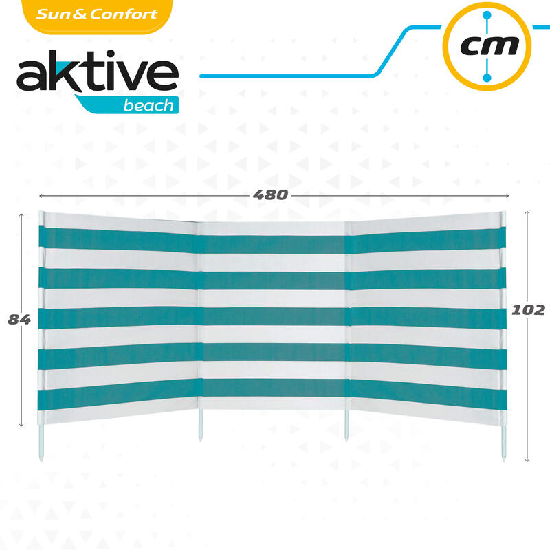 AKTIVE - Paravent Plage en Polyester avec Tiges en Acier 480 x 82 cm