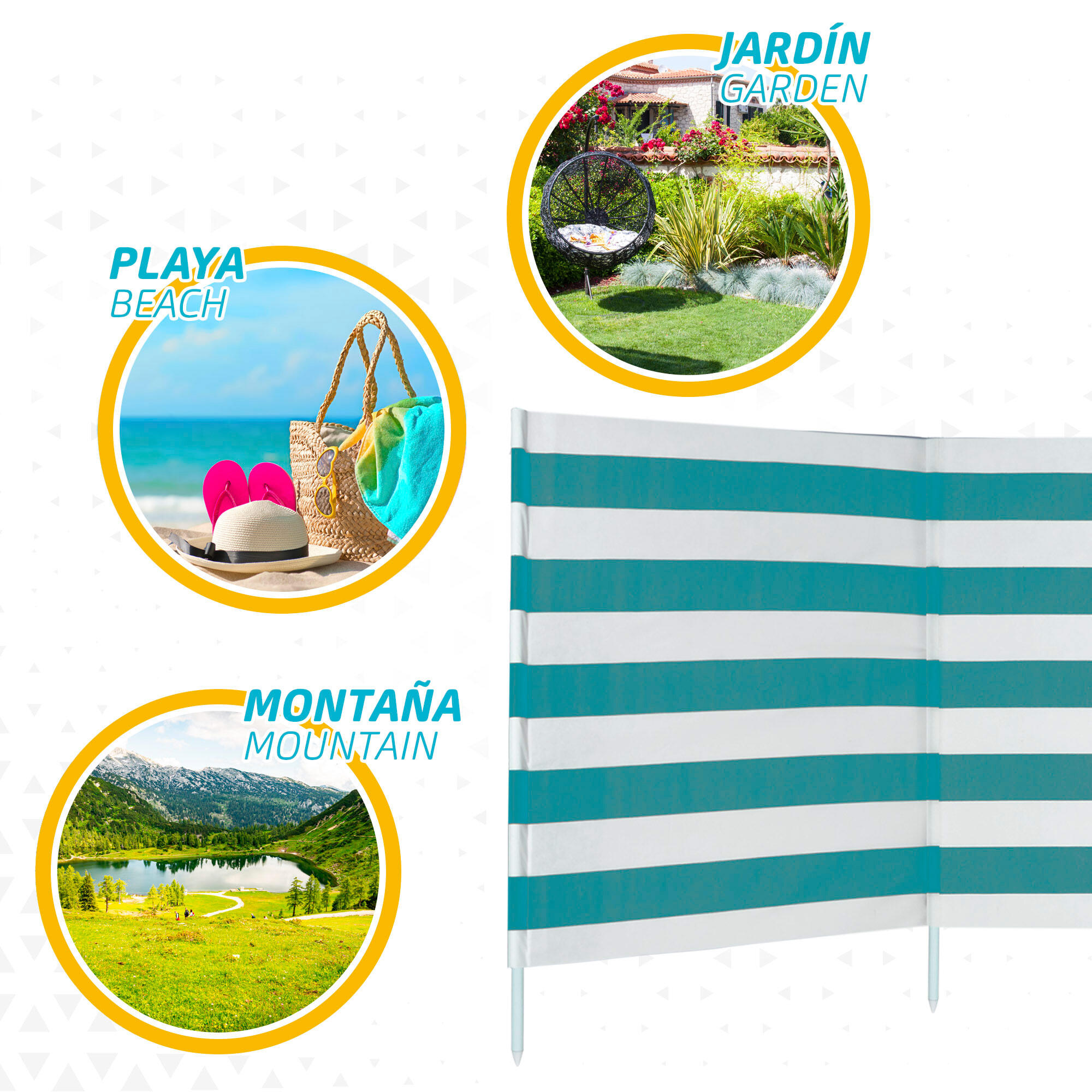Brise-vent de plage en polyester avec mât en acier Aktive Beach 4/7