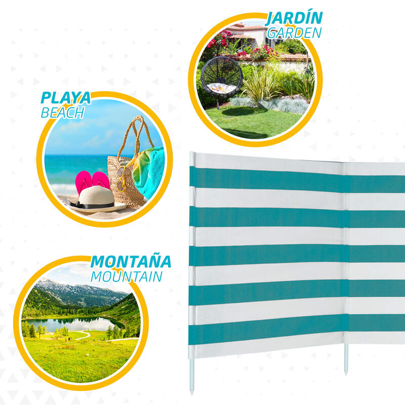 AKTIVE - Paravent Plage en Polyester avec Tiges en Acier 480 x 82 cm