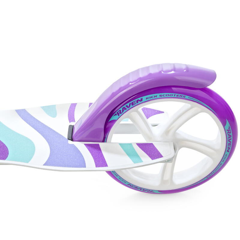 Klappbarer Roller mit Bremse und Klingel Zea 200mm Weiß/Violett