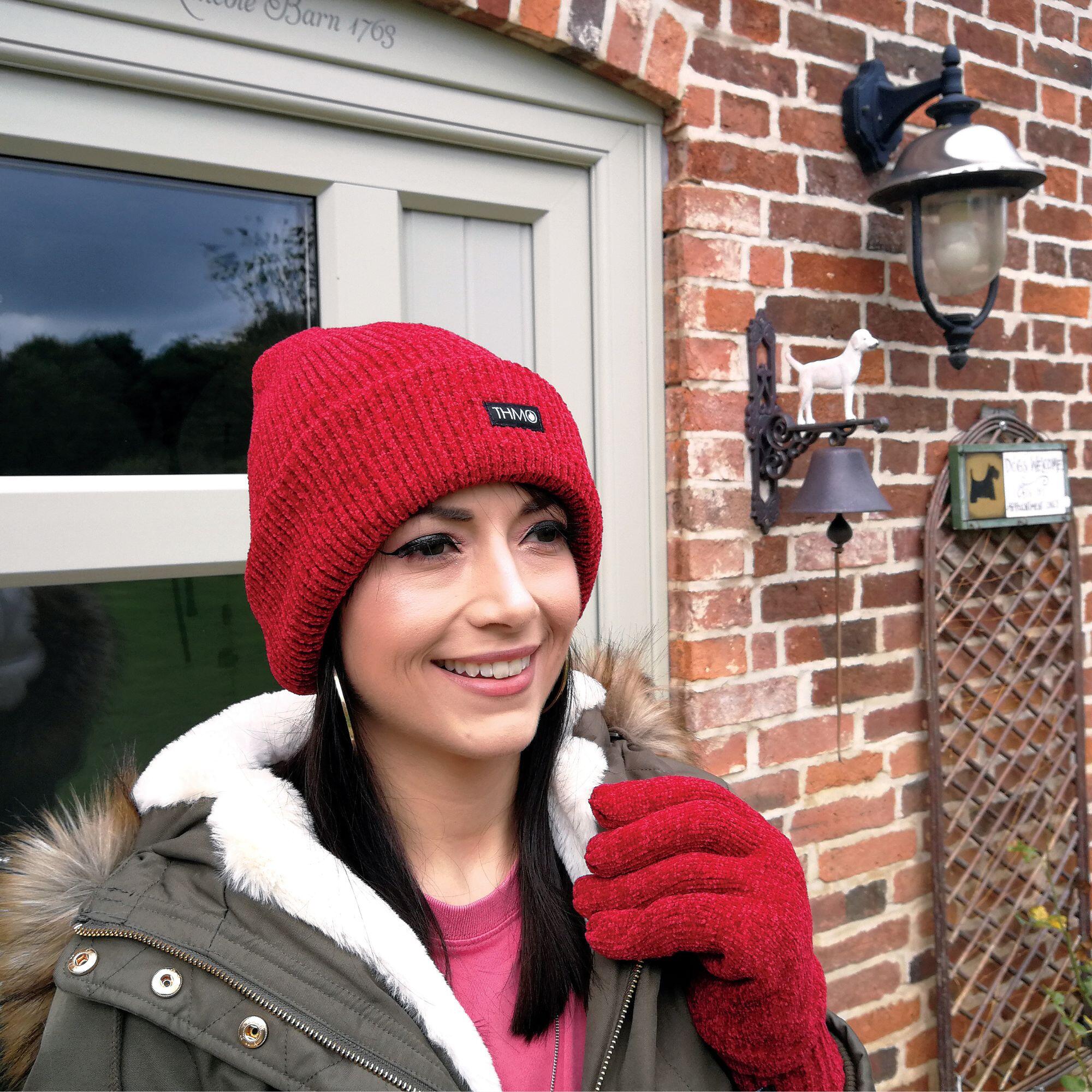 Ladies Thermal 40g 3M Insulation Fleece Lined Chenille Beanie Hat 4/7