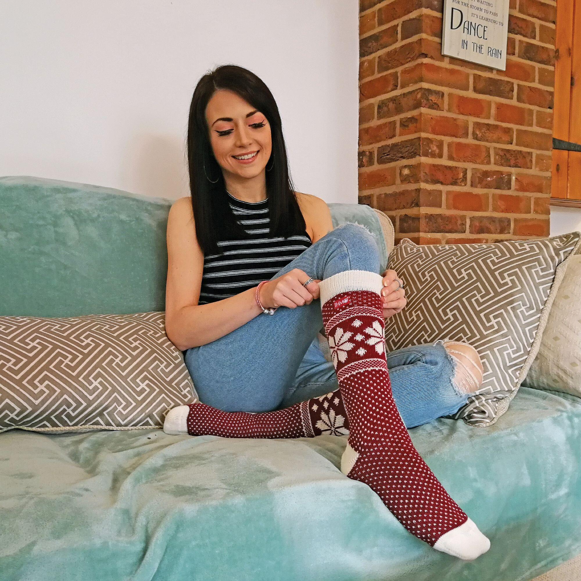 THMO - Femme Polaire Epaisse Vintage Fantaisie Chaussettes en Laine pour Hiver 4/7