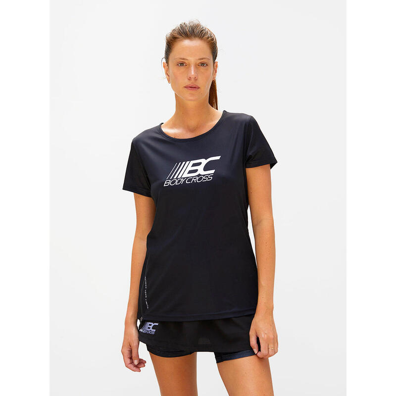 T-shirt de running à zips Ava - Noir - Femme