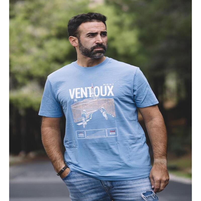 Camiseta Ciclismo Hombre Ventoux Stelvelo Manga Corta Azul Claro