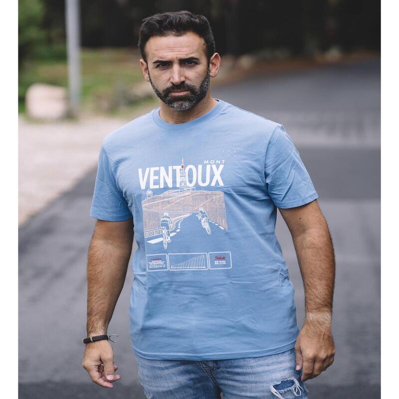 Camiseta Ciclismo Hombre Ventoux Stelvelo Manga Corta Azul Claro