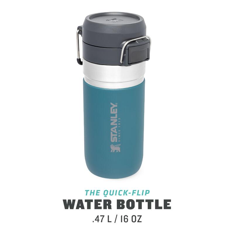 Waterfles Thermosfles 0,47L Wandelen Fitness RVS Drinkfles - Deksel Met Drukknop