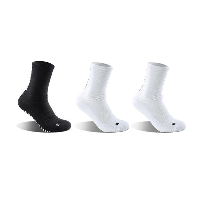 G-ZOX Cushion Grip Socks 3 Pairs (White x 2 + Black x 1  - S)